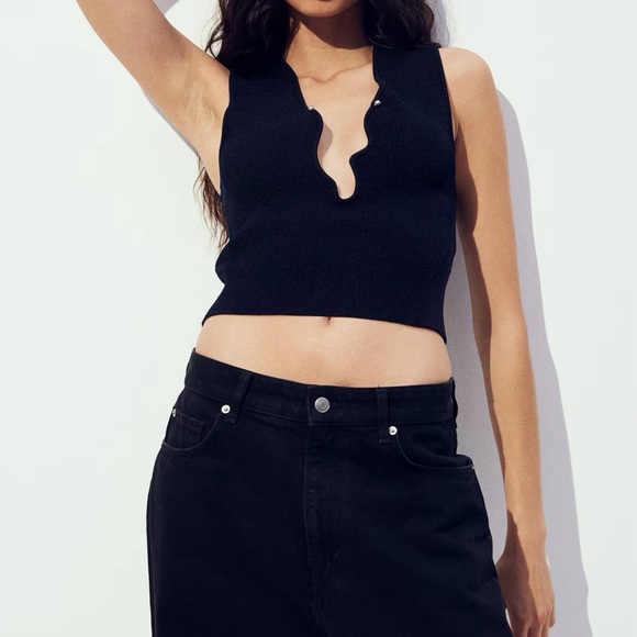 H&M Tops - H&M Asymmetrical Neckline Tank Top in Black